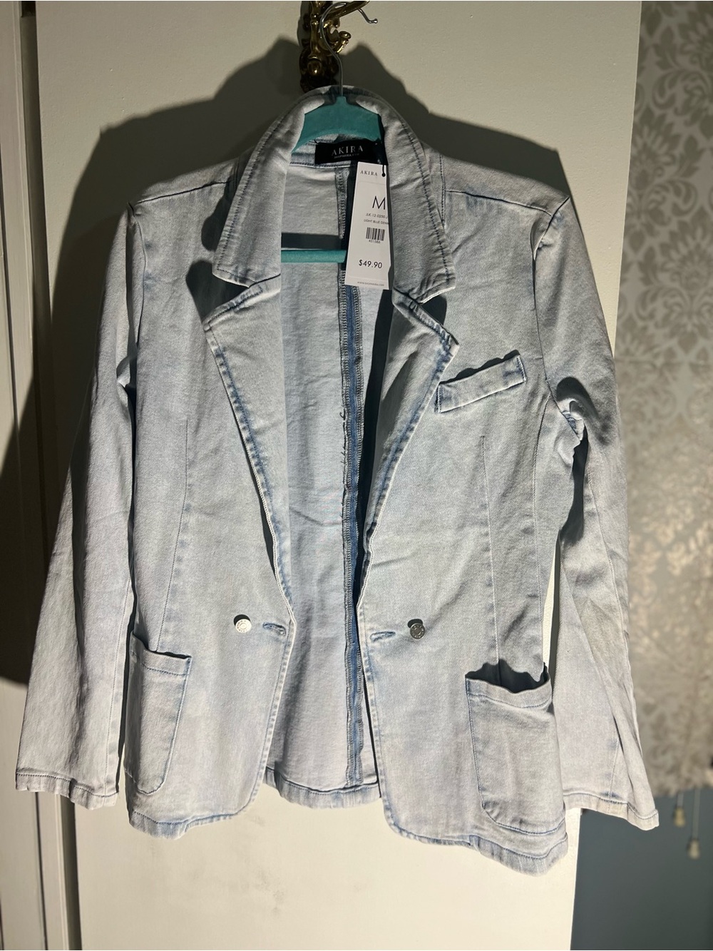 AKIRA Light Blue Denim Blazer Jacket